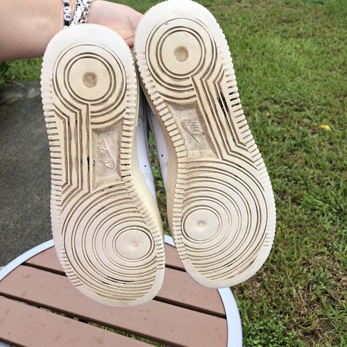Women's 10- Nike Air Force 1 Sneakers Low White Trashed Casual Work Gardening - Picture 10 of 12
