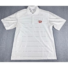 Arizona Diamondbacks Antigua Polo Shirt Mens L White Stripe Silver Red Logo