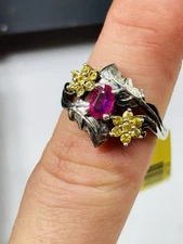 TJC silver,ruby and yellow sapphires ring UK size M new with tag