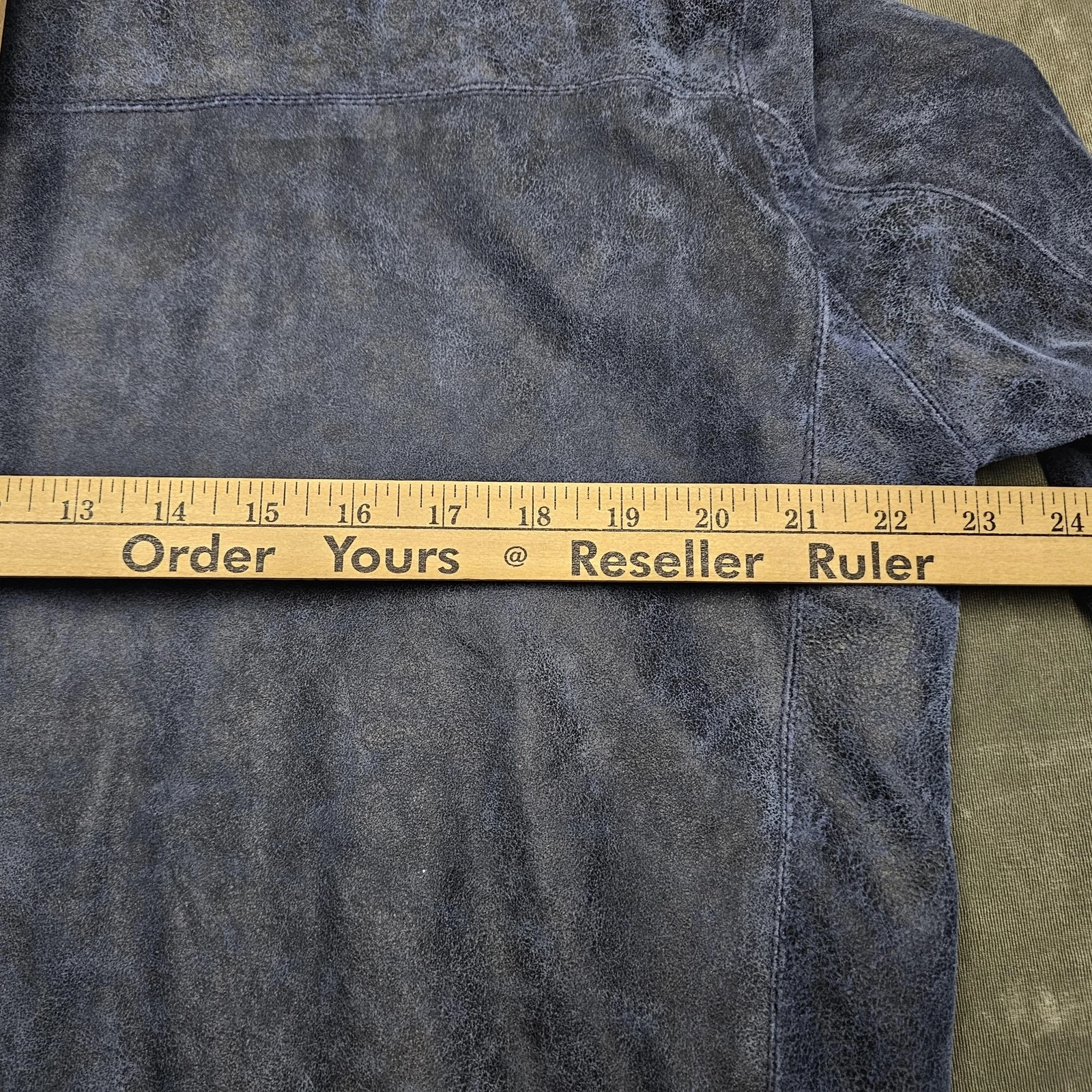 Remy Jacket Mens 40 Blue Lambskin Leather Full Zip Moto Racer Handcrafted USA - product detail image 7