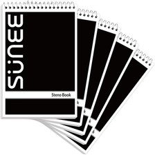 5 Pack Steno Pads 6x9, Gregg Rule, 60 Sheets, Spiral Notebook 6x9, White Paper,