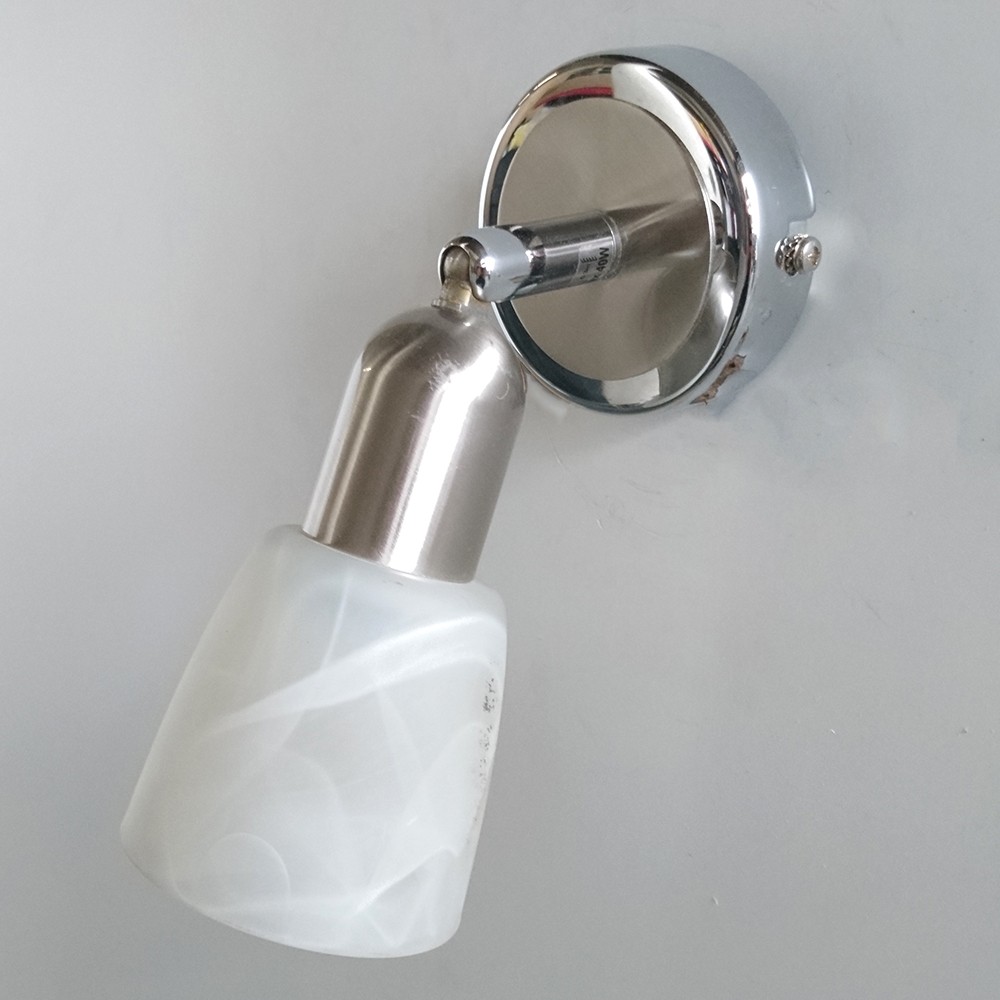 Litecraft Glass Shaded Wall, Ceiling Spotlight - Satin Chrome, Frosted Clearance