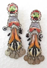 Ayala Bar Designer Swing Song Art Glass Beaded Dangle Earrings 2"