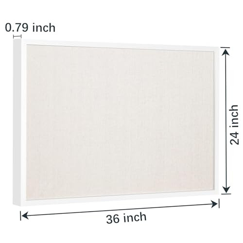 24'' x 36'' Linen Bulletin Board, White Framed Corkboard, White Oak 36" x 24" - Picture 3 of 8