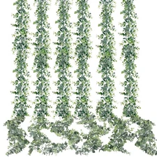 Artificial Eucalyptus Garland 6 Pack Fake Eucalyptus Greenery Garland Faux Ha...