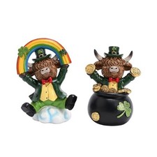 St Patricks Day Decorations for Home, 2Pcs Highland Cow Decor with Medium