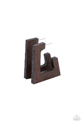 Paparazzi The Girl Next OUTDOOR - Brown  - Wooden Earrings