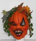 JACKIE LANTERN GIRL MASK w/O-O-A-K Crazy Finish Female Halloween Pumpkin Leaves — photo 7