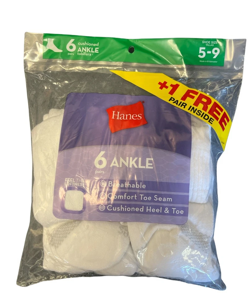 Calcetines Hanes para mujer Cool Comfort transpirables sin mostrar, paquete de 6 pares + 1 par gratis Foto 3 de 3