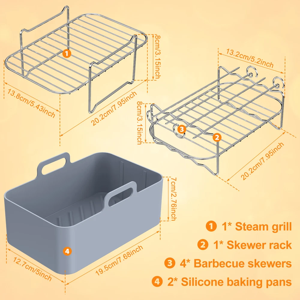 Air Fryer Accessories Set with Air Fryer Silicone Pot and Stainless Steel tyVng Air Fryer Accessories Set with Air Fryer Silicone Pot and Stainless Steel tyVng