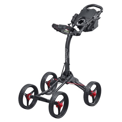 Quad XL 4 Wheel Golf Push Cart, Easy Two-Step Open & Close, Scorecard Console...