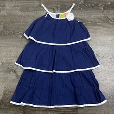 Penelope Mack Girls Tent Dress Ruffle Navy Blue Sleeveless Size 6 X