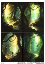 Reispapier A4 Strohseide Decoupage mystischer Wald Elfen Feen M&auml;rchen RE0736