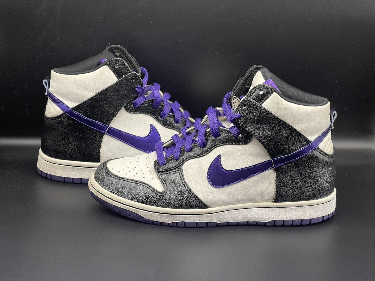 purple and white dunk high