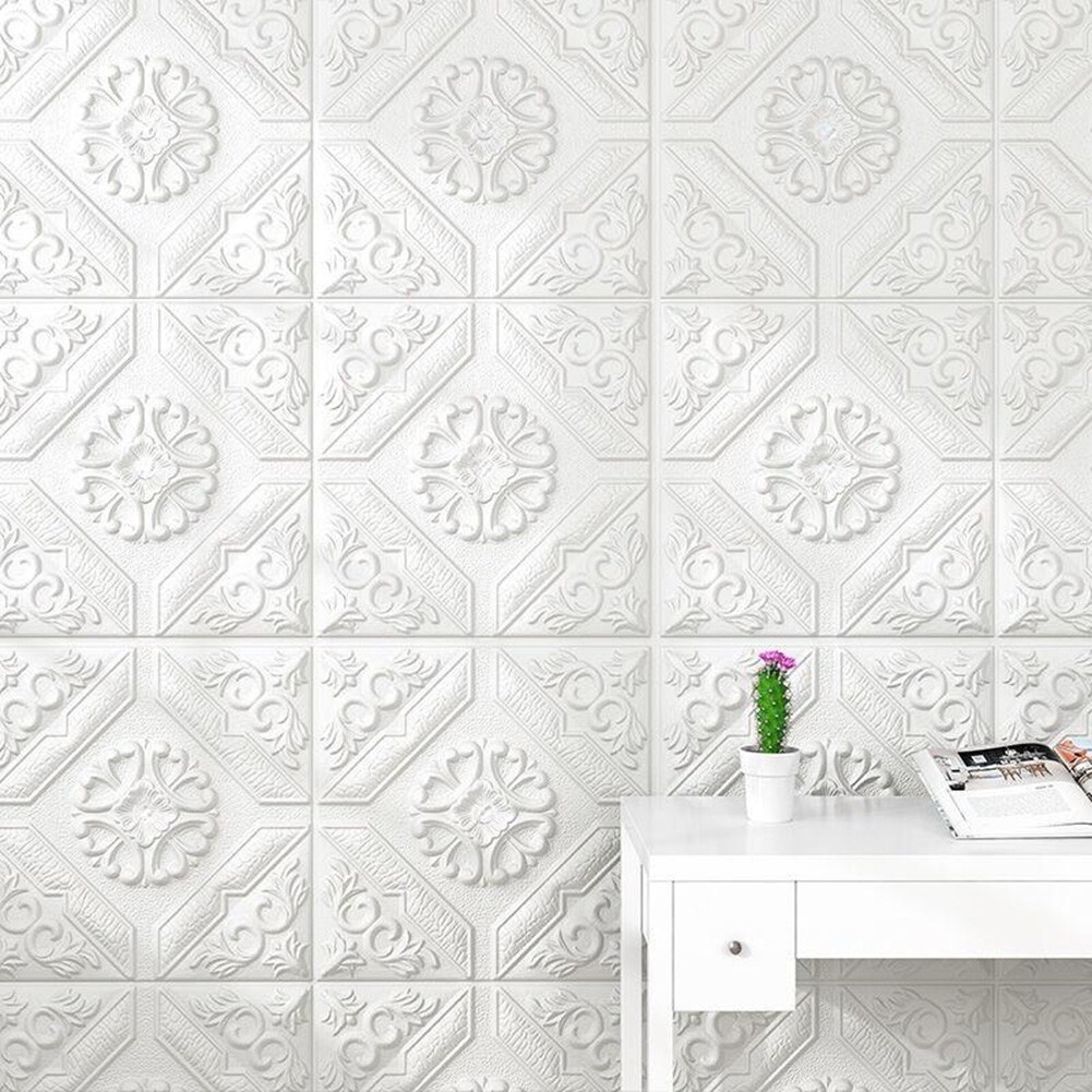 10pcs 3D Tile Brick Wall Sticker,Self Adhesive Waterproof Foam Panel