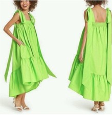 Christopher John Rogers Target Tie Strap High-Low Babydoll Dress Green Small S