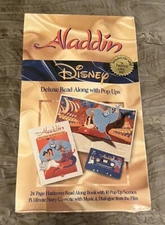 Walt Disney ALADDIN Deluxe Read Along Pop-Ups Cassette & Book NEW Sealed VINTAGE