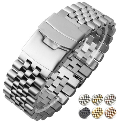 Jubilee Edelstahl Uhrenarmband Ersatz Armband Solid Armbanduhr Band 18mm-30mm