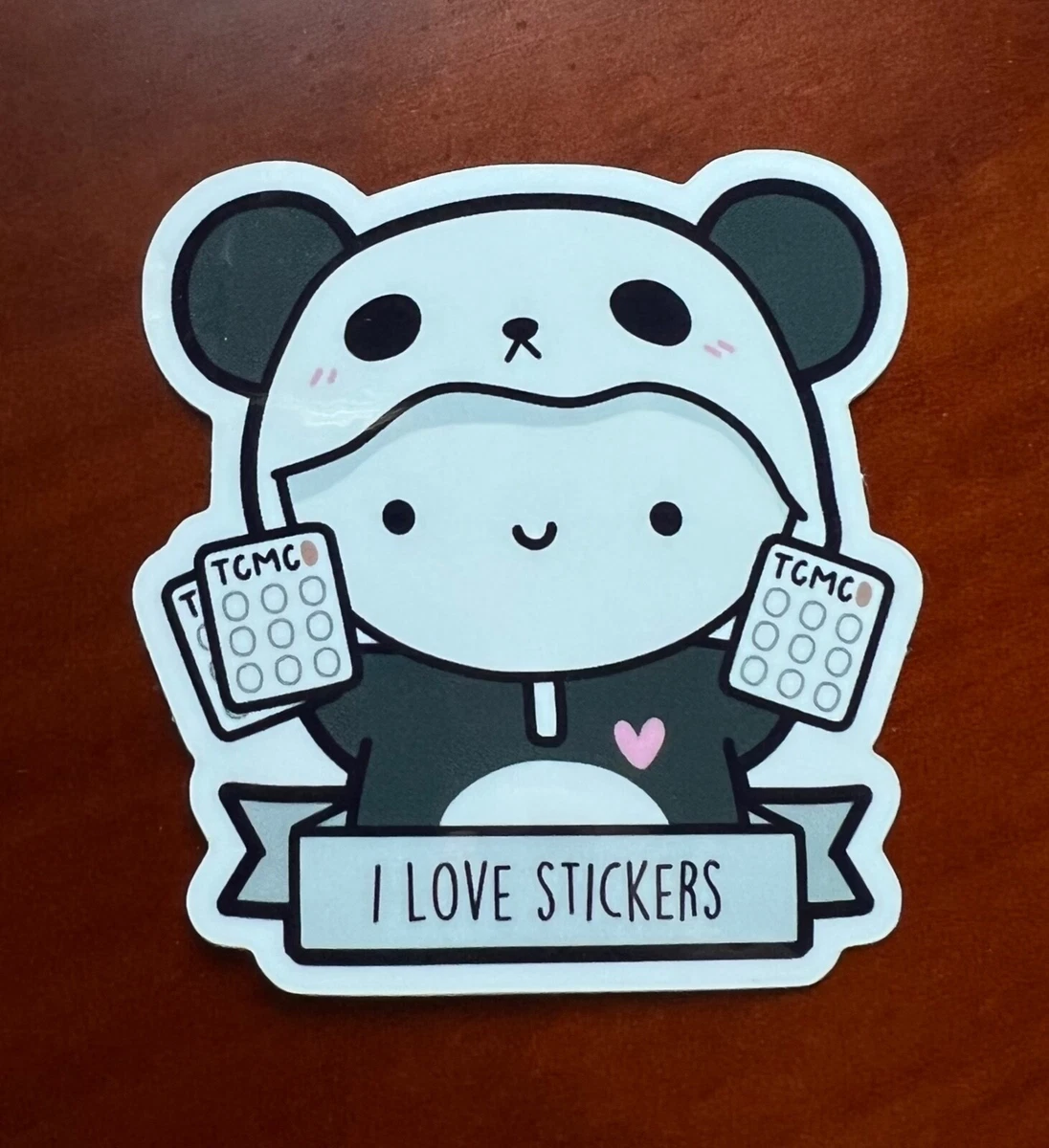 Kawaii Cute Panda With Heart - Panda - Sticker