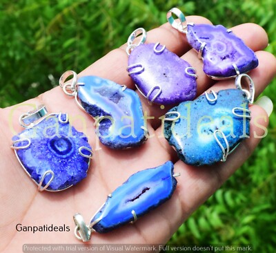 Quartz Druzy Gemstone Fashion Pendant Wholesale Lots 925 Silver Plated  Jewelry