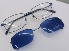 Vintage CALVIN KLEIN Eyeglasses CK540 015 Sun Clip On 53-18 Titanium JAPAN Blue