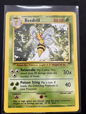 1995,1996,98 POKEMON BEEDRILL * RARE * 17/102 Non Holo,, ships