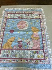 New Cotton Crib Baby Blanket 35 x 46 Ruffle Lace Trim Girl Pink Sheep Dog God