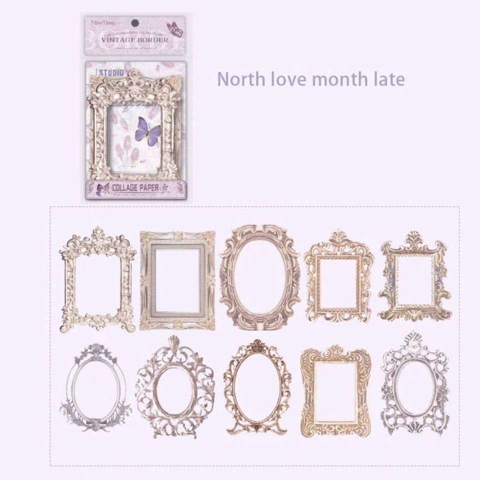 10 pcs Square Retro Picture Frame Round Hollowout Picture Frame Diary