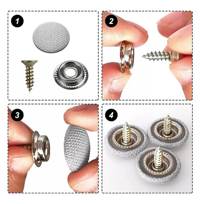 Kit Riparazione Cielo Auto - 60 Bottoni Con Rivetti E Tessuto Rete, Universale Per Auto - Foto 3