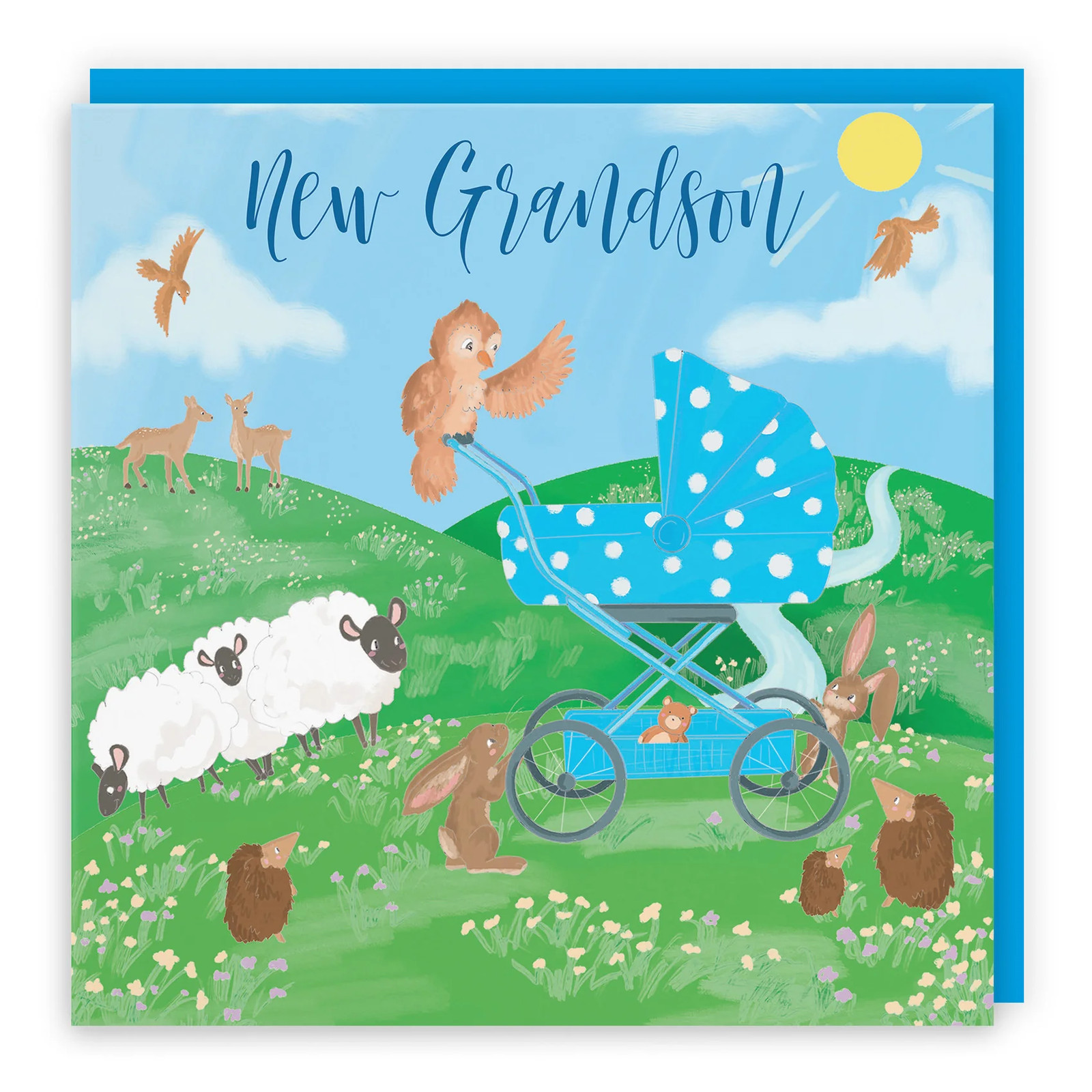 New Grandson New Baby Boy Card Countryside