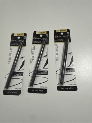 400 L'Oreal Paris Infallible Super Slim Liquid Eyeliner Black 12H, 3 pack