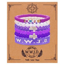 W.W.J.D. Bracelet for Women Men Adjustable Christian Gifts Wristbands Catholic R
