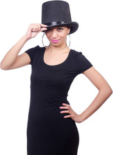 Black Felt Top Hat - Victorian Costume Hats For Tuxedo Magician or Ringmaster Co