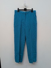 Mango Straight Suit Mid Rise Side Pockets Women's Trousers US 10 Blue