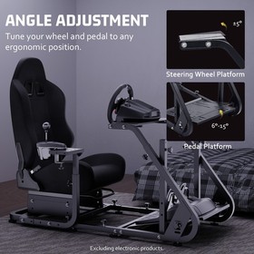 Hottoby Racing Simulator Cockpit Wheel Stand With Gaming Seat Fits Logitech G923