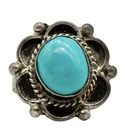 Vintage Navajo Sterling Silver Blue Turquoise Ring Size 5.75