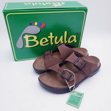 Birkenstock Betula Samba Sandals Brown Leather Double Strap Slides EU 38 US 7