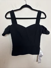 Dress the Population Black Peplum Top, SZ S, NWOT, 757
