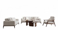Couchgarnitur 2X Sofas 3 Sitzer Sessel Couchtisch Set Weiß Wohnzimmer