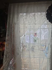 Lace Curtain Panel With Attached Valance White 42 X 84