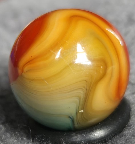 Beautiful Vintage Vitro Agate Tri Lite Aquamarine Marble .62” Great Condition - Picture 4 of 13
