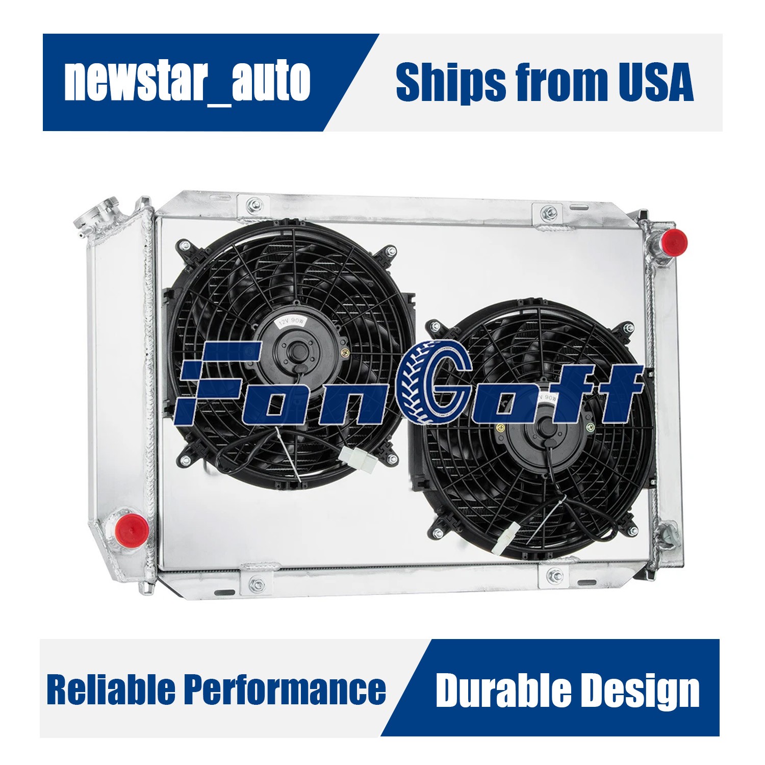4 Row Radiator+Shroud Fan For 1979-1993 ,1990 Ford Mustang Mercury Cougar XR7 MT