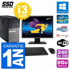 PC Tour Dell OptiPlex 9010 Ecran 27" i3-3220 RAM 8Go SSD 240Go Windows 10 Wifi