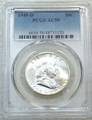 1949-D Franklin Half Dollar PCGS AU58 looks FBL PQ New Holder #W289A
