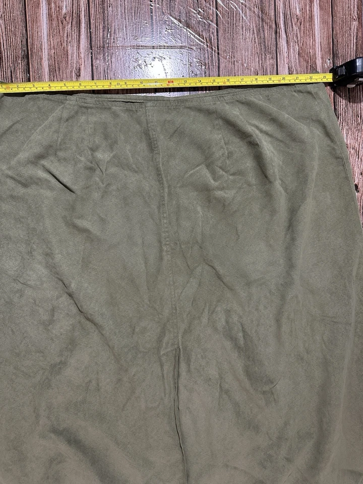 Allison Morgan Woman Faux Suede Midi Skirt Side Zip Green Women’s 2X Slit - Image 3 of 4