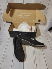 Vionic Water Repellent Wedges Willa Wedge Black Suede Leather Slide On Sz 7M EUC