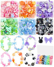 450PCS Assorted Acrylic Beads for Bracelet Making, Flower Star Heart Butterfly