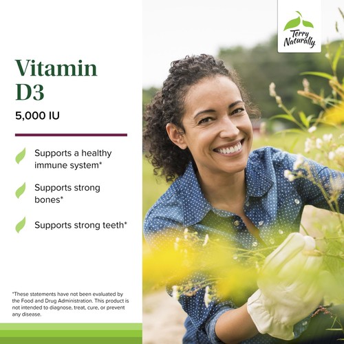 Terry Naturally Vitamin D3 - Bone Health & Bone Strength Supplement - Dietary - Picture 3 of 7
