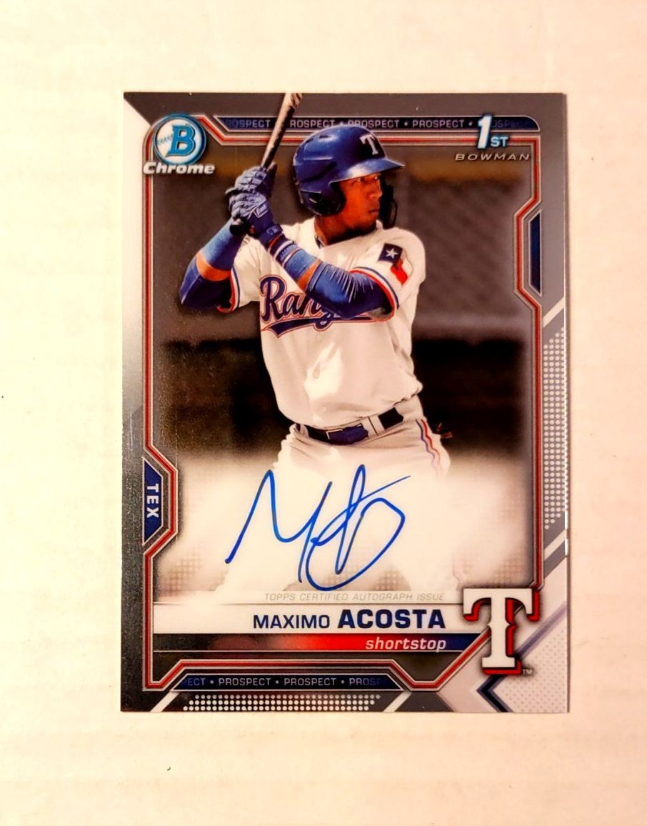 Maximo Acosta 2021 1st Bowman Chrome AUTO Prospect AUTOGRAPH Rangers RC z30