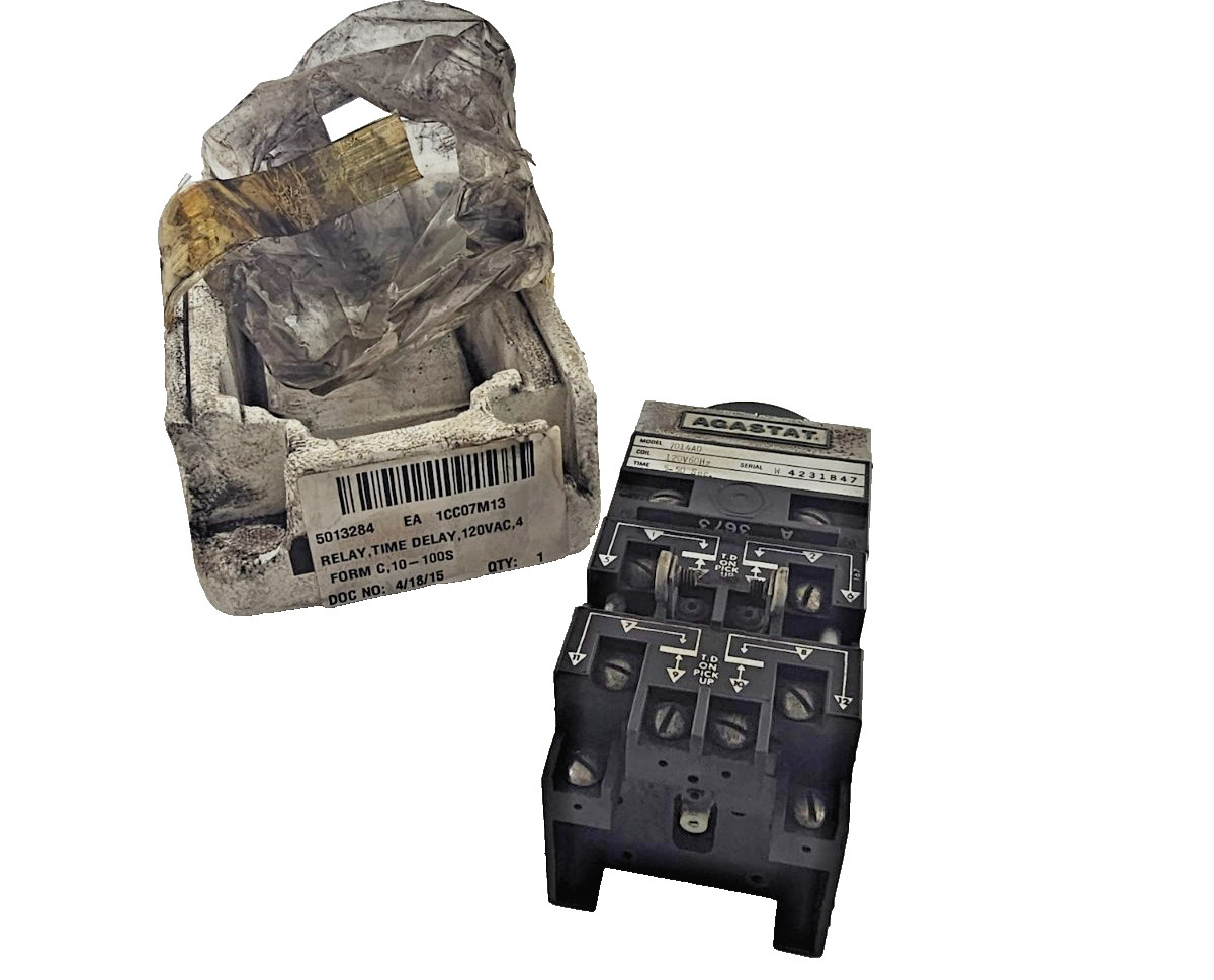 AGASTAT Timer Relay 7014AD, 5-50 Sec Delay, Industrial Control
